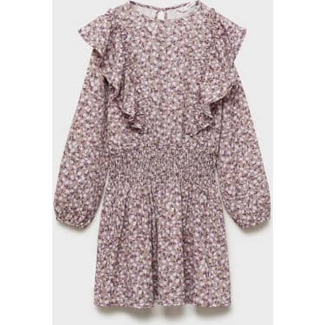 Ruffled floral dress lavender - Kids - 9-10 years - MANGO KIDS - Lavender