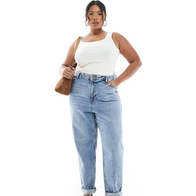 New Look Women's Plus Size Blue High Waisted Mom Jeans Curves - UK 24