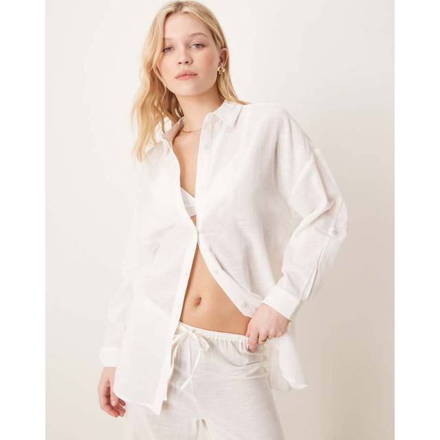 New Look Women's White Cover Up Shirt - UK 16