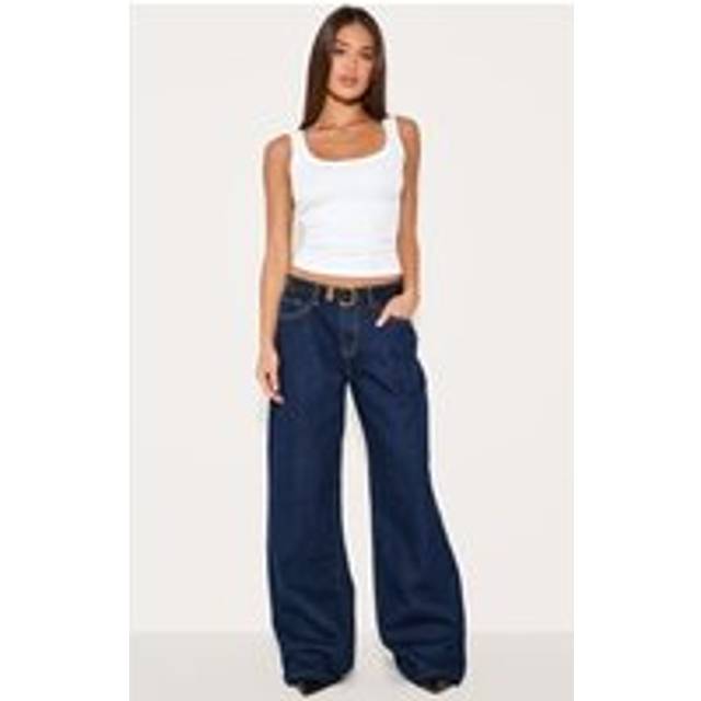 Indigo Low Rise Wide Leg Jeans, Indigo - 16