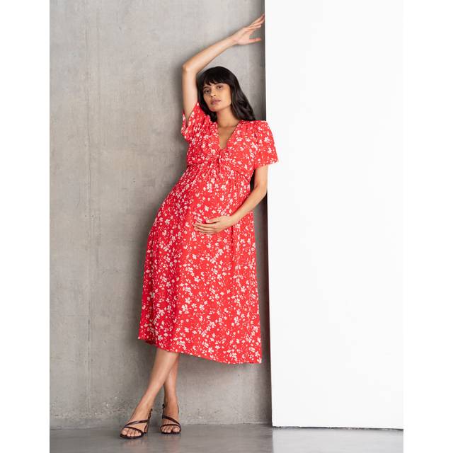 Midi Painted-Petal Maternity + Nursing Tea Dress
