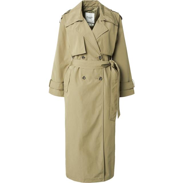 Abercrombie & Fitch – Kakifärgad trenchcoat i lång modell-Grön/a
