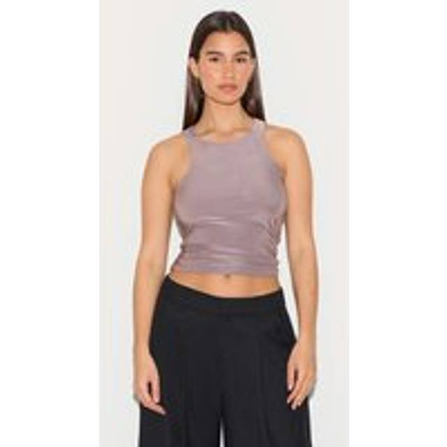 Mushroom Soft Touch Asymmetric Hem Racer Vest, Mushroom - 12