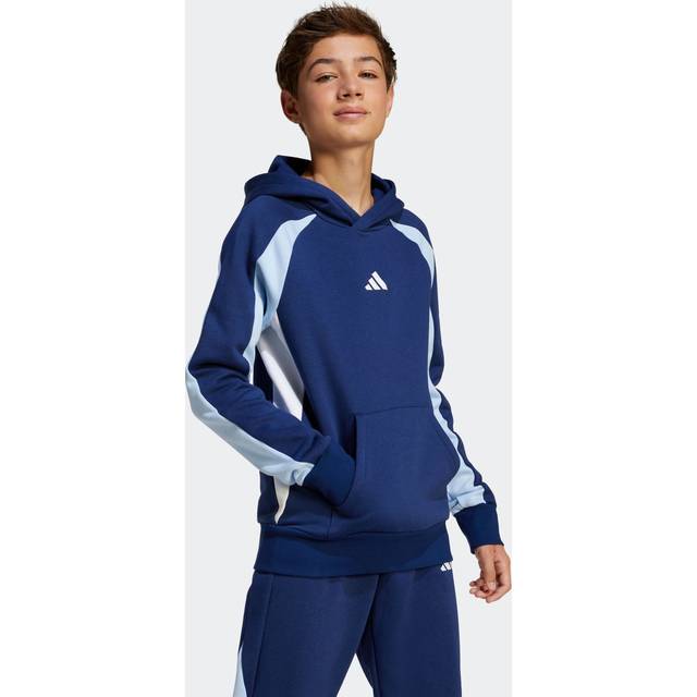 adidas Sportswear Junior Boys Seasonal Essentials Colorblock Fleece Hoodie - Blue - Dark Blue/Glow Blue/White, Dark Blue/Glow Blue/White, Size 7-8 Years - 7-8 YEARS