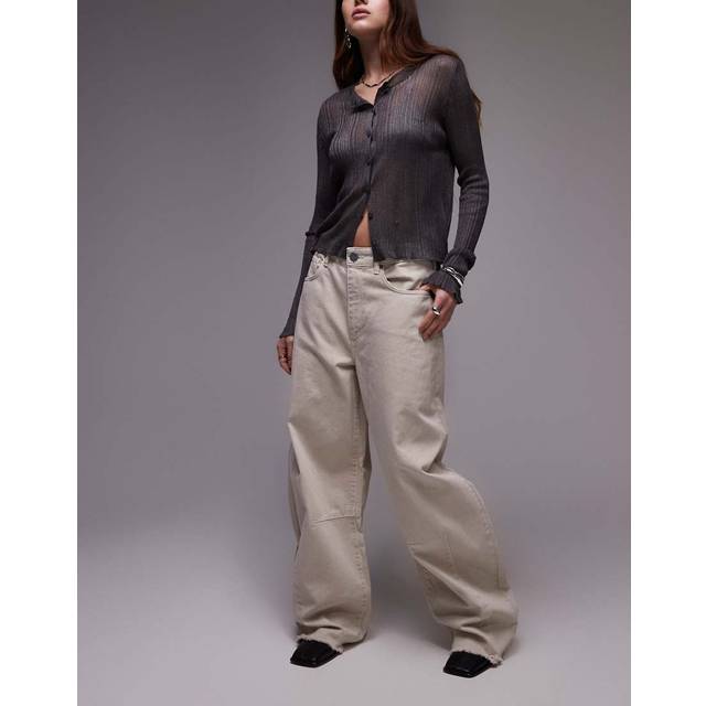 Jett High-Rise Barrel Jeans - CREAM WHITE - Founded in London in 1994, AllSaints has been crafting iconic leather pieces for decades. As well as statement jackets, biker boots, and accessories, the brand’s everyday items offer a dose of attitude with distressed detailing, daring prints and the signature Ramskull logo.