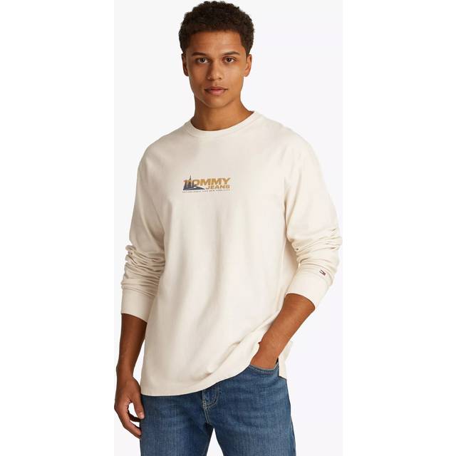 Tommy Jeans Cotton Regular Fit Long Sleeve Graphic T-Shirt, Kelp