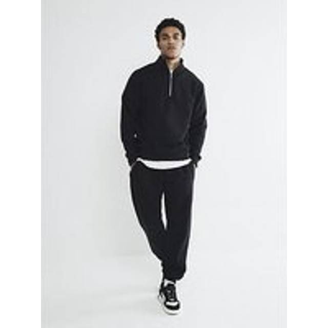 Mens River Island Black Funnel Neck Sweatshirt & Joggers Set - XL