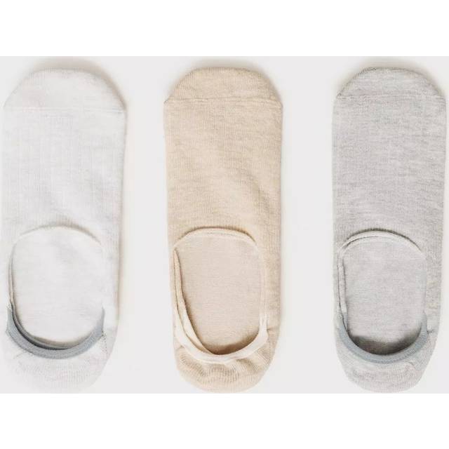Mango Pinkca Slip On Socks, Pack of 3, White/Beige/Grey