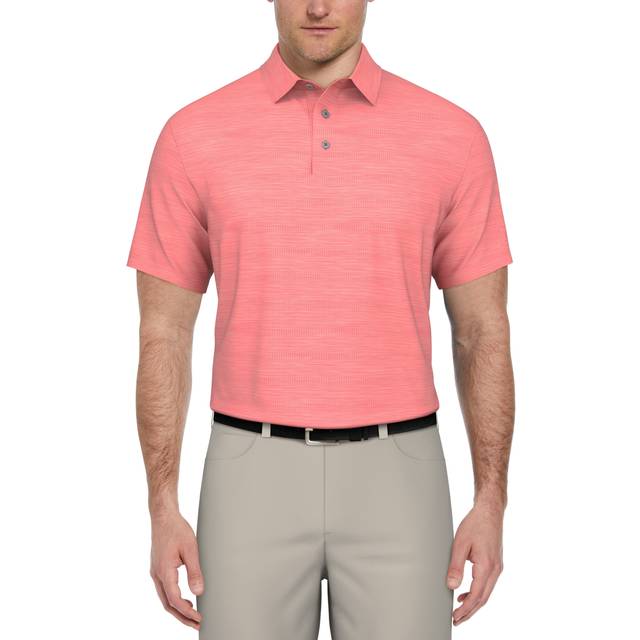 PGA TOUR Men's AirFlux™ Jaspe Golf Polo Shirt, Size 2XL, Plumeria Pink Heather, Polyester/Elastane | Golf Apparel Shop (2XL)
