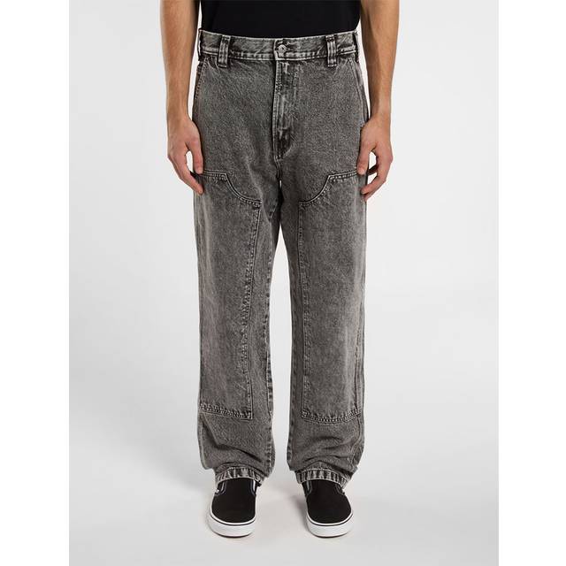 Dickies – Madison – Ljusgrå, tvättade, lediga jeans med förstärkta knän-Grå/a