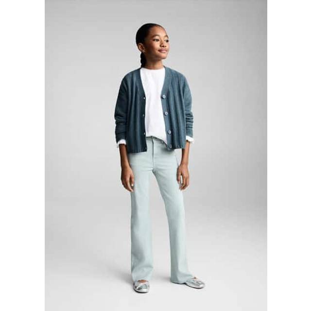 Frayed low-rise skinny jeans turquoise - Kids - 11 - MANGO KIDS - Turquoise