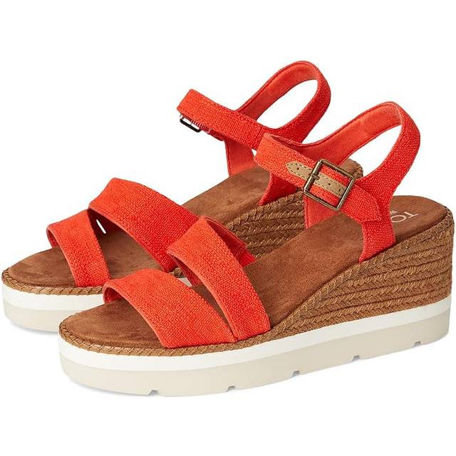 TOMS Women's Darya Wedge Sandal - Flame Two Tone Slub, Size 4