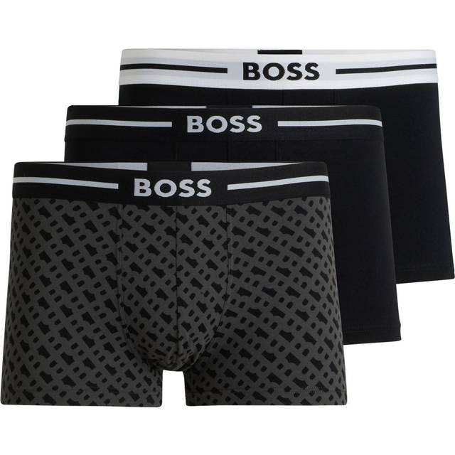 Men's BOSS Orange Bold Design 3-Pack Mens Trunks Black 981 - Size: 33/32/32
