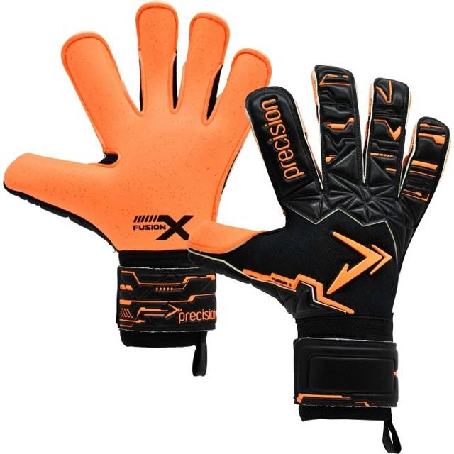 (6, Black/Fluorescent Orange) Precision Childrens/Kids Fusion X Pro Surround Quartz+ Latex Goalkeeper Gloves