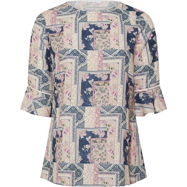 Yours London Curve Pink Scarf Print Crochet Trim Blouse, Women's Curve & Plus Size, Yours London - 18