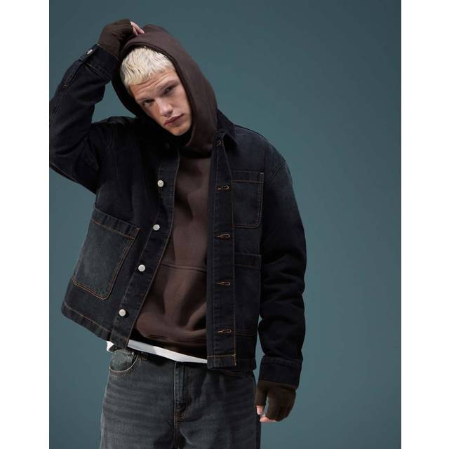 ASOS DESIGN – Svart jeansjacka i oversize-modell-Svart/a