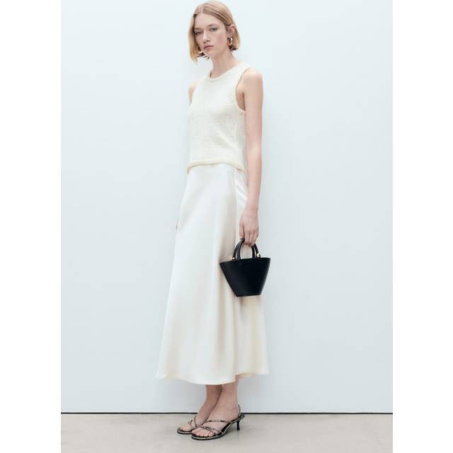 Midi satin skirt ecru - Woman - XXS - MANGO - Ecru