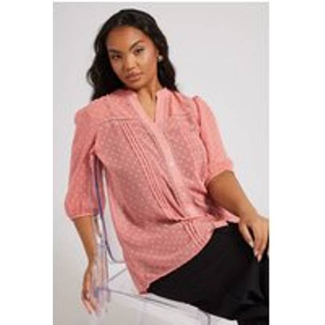 Yours London Curve Pink Dobby Crochet Trim Blouse, Women's Curve & Plus Size, Yours London - 22