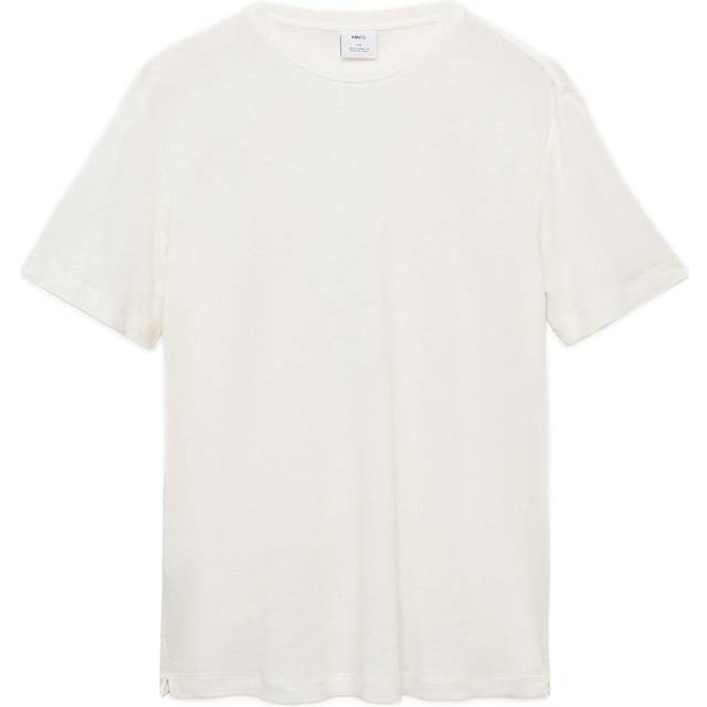 Mango Liman Linen Blend Regular Fit Short Sleeve T-Shirt