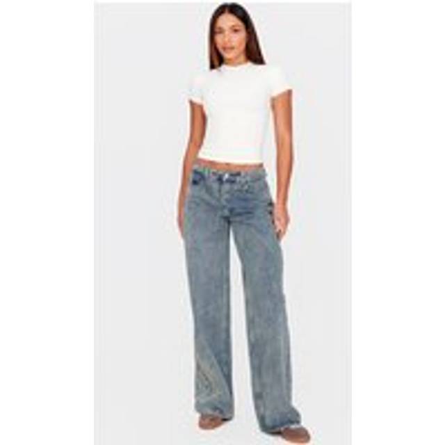 Tall Vintage Washed Mid Rise Wide Leg Jeans, Vintage Wash - 14