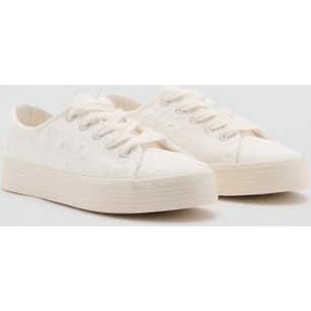 Embroidered sneakers white - Kids - 2½ - MANGO KIDS - White