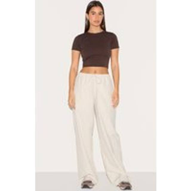 Cream Woven Drawstring Low Rise Relaxed Trousers, White - 10