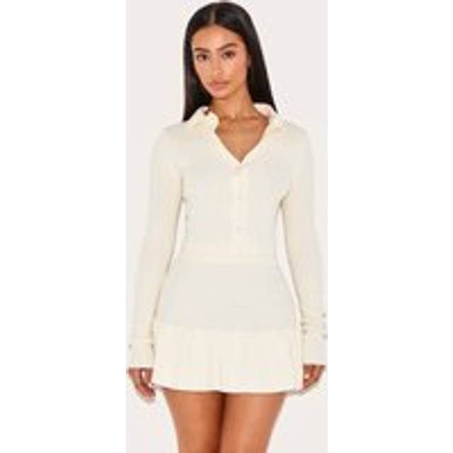 Petite Cream Knitted Button Up Cardigan, White - XS