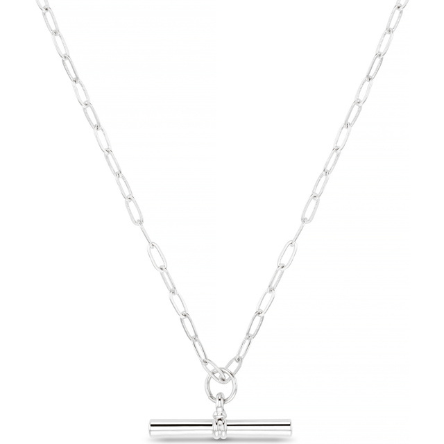 Orelia Chunky T-Bar Drop Necklace, Silver