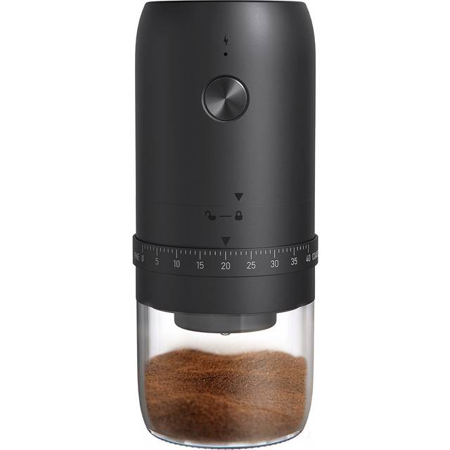 KMDJ-2AW Portable Coffee Bean Grinder with 40 Grinding Setting 5-blades Ceramic Conical Burr One black