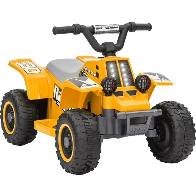 AIYAPLAY 6V Electric Quad Bike for Kids, Ride On ATV w/ Forward Backward, Headlights, for 18-36 Months - Yellow Aosom UK