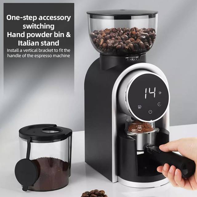 Conical Burr Coffee Bean Grinder for Espresso / French Press / Turkish Coffee Makers Touchscreen EU Plug black