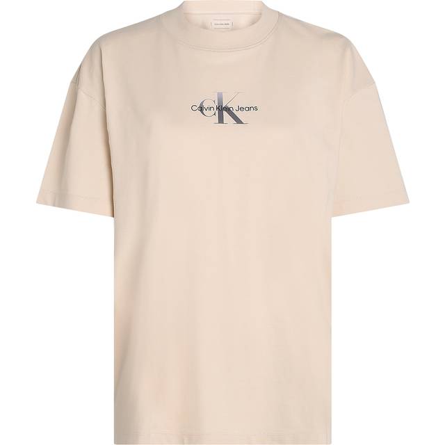 Calvin Klein Jeans Gradient Logo Oversized T-Shirt - Cream, Orange, Size M = Uk 10, Women - M = UK 10