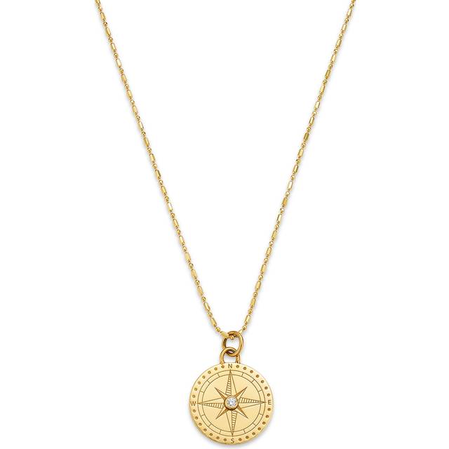 Zoe Chicco 14K Yellow Gold Medallion Diamond Compass Disc Pendant Necklace, 18