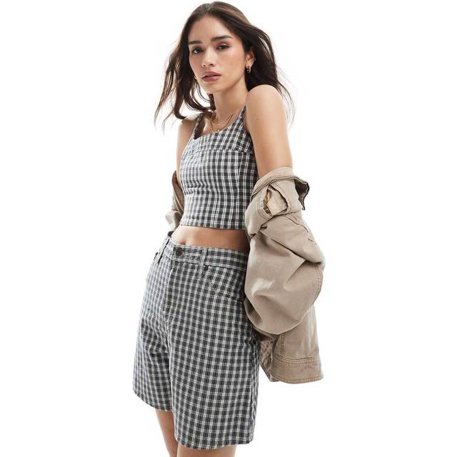 Levi's Jadine Denim Cami - Milo Mini Plaid Egret, Blue, Size S, Women