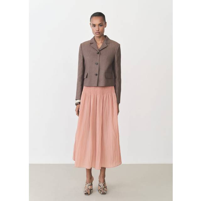 Mango Lia Gathered Waist Midi Skirt, Pastel Pink