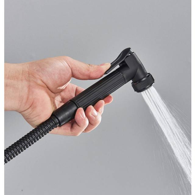 Black EXposed Bathroom Shower Mixer Twin Head Large Bar Set Square Valve System - Matte Black (19cm H X 29cm W X 32cm L)