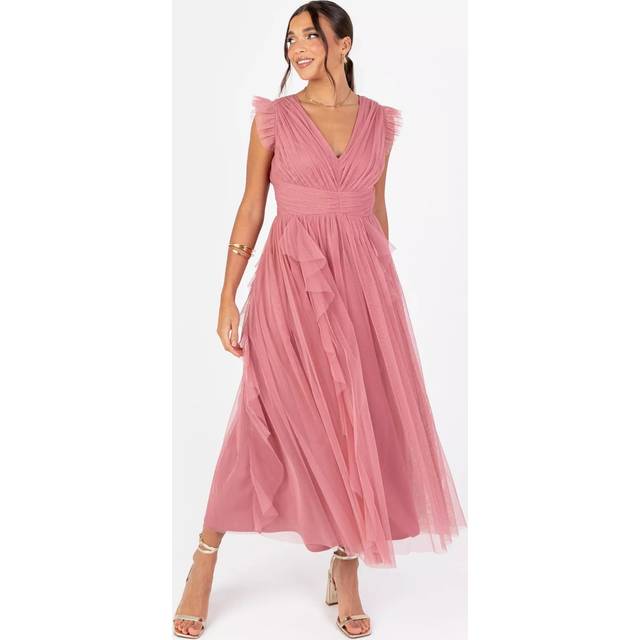 Anaya With Love Gathered Tulle Midaxi Dress, Dusty Rose