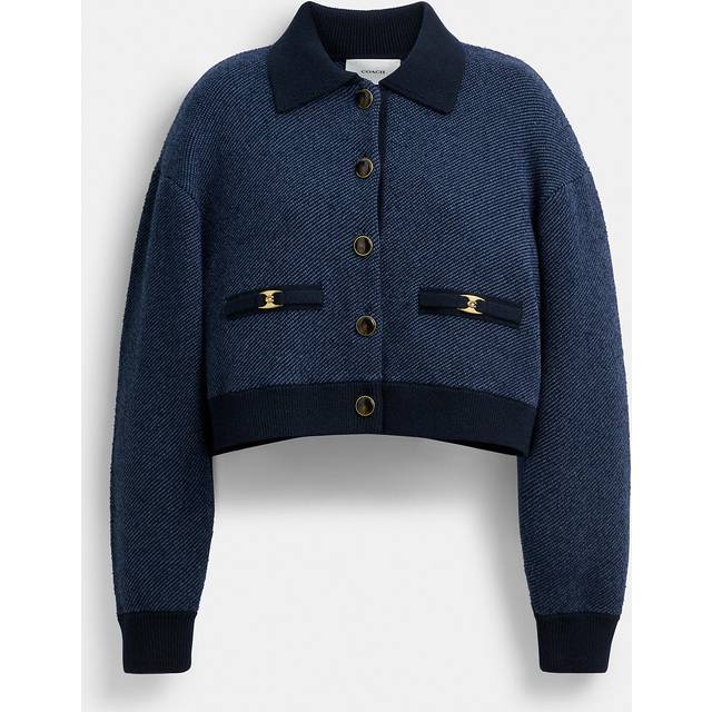 Heritage C Cropped Collared Cardigan - Blue - X-Large