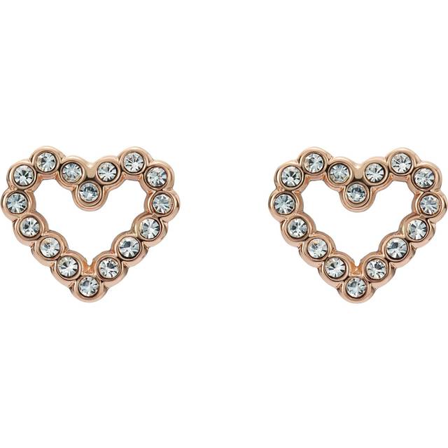 Ted Baker Amorina Gold Tone Crystal Open Heart Stud Earrings TBJ3834-24-02 - Rose Gold