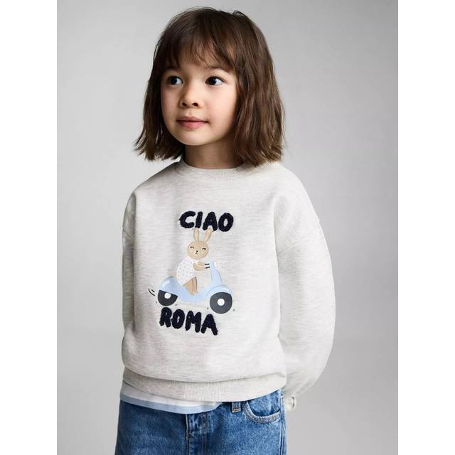 Mango Kids' Ciao Roma Sweatshirt, Pastel Grey