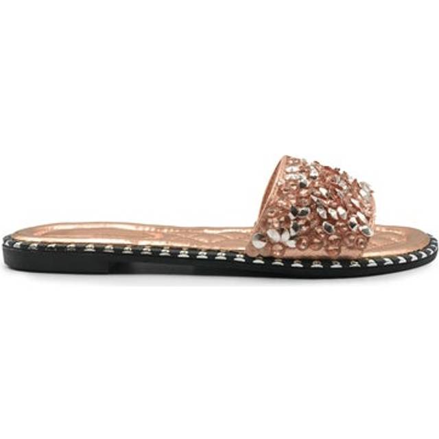 Where's That From Belle Black Diamante Flat Sliders