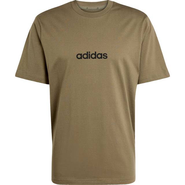 adidas Sportswear Mens Essentials Linear Single Jersey T-Shirt - Green, Olive Strata/Black, Size Xl, Men - XL