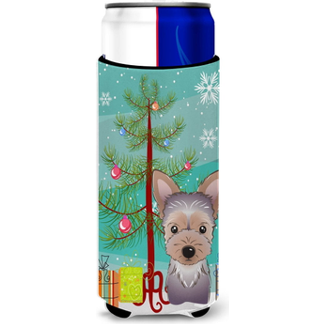 Caroline's Treasures Christmas Tree and Yorkie Puppy Michelob Ultra Koozies for Slim Cans  Multicolor