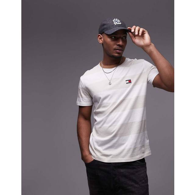 Tommy Jeans Bold Stripe Left Chest Badge T-shirt - Natural, Natural, Size S, Men