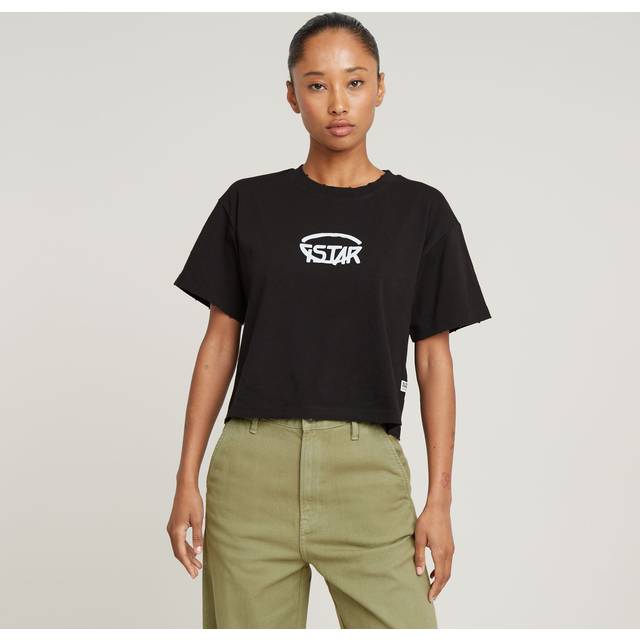 Cropped Logo Relaxed Top - Black - Women - XXS