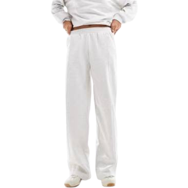 ASOS DESIGN – Ljusgråmelerade mjukisbyxor med raka ben-Grå/a