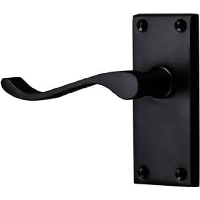 Victorian Matt Black Scroll Latch Door Handle - 1 Pair