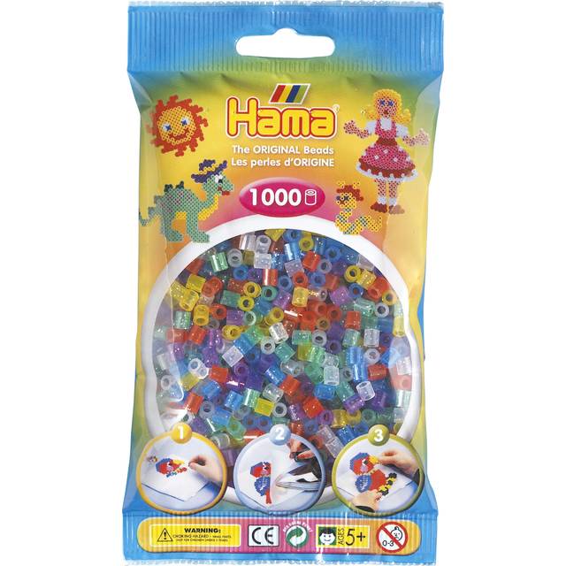 Hama Midi Pärlor 207-54 Transparent Mix 54 med glitter - 1000 st