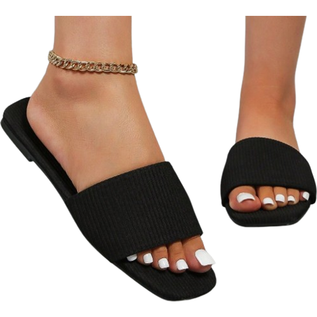 SHEIN Women Fashion Flat Sandals, Spring Summer Beach Anti-Slip Cute Slippers, Classic Flat Sandals, Elegant  Europe Style Sandals