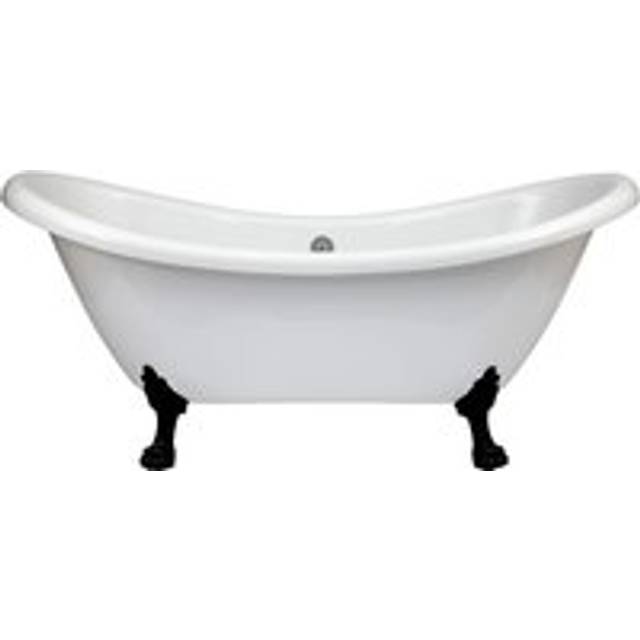 Legend - White 1750mm x 730mm Traditional Bathroom Double Ended Freestanding Slipper Bath with Feet - Large Black Claw Feet - Milano